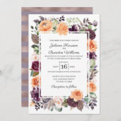 パープルピーチフローラ秋の結婚式招待状 招待状 (正面/裏面)