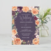パープルピーチフローラ秋の結婚式招待状 招待状 (スタンド正面)