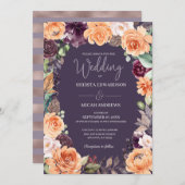 パープルピーチフローラ秋の結婚式招待状 招待状 (正面/裏面)