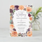 パープルピーチフローラ秋の結婚式招待状 招待状 (スタンド正面)