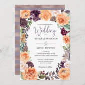 パープルピーチフローラ秋の結婚式招待状 招待状 (正面/裏面)