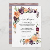 パープルピーチフローラ秋の結婚式招待状 招待状 (正面/裏面)