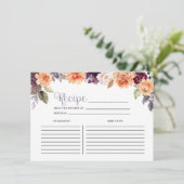 パープルピーチフローラ秋ブライダルシャワーレシピカード エンクロージャーカード (スタンド正面)