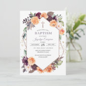 パープルピーチフローラ秋洗礼招待状 招待状 (スタンド正面)