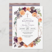 パープルピーチフローラ秋洗礼招待状 招待状 (正面/裏面)