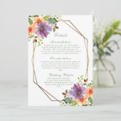 パープルピーチフローラQRコーモダンドの結婚詳細 招待状 (スタンド正面)