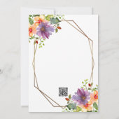 パープルピーチフローラQRコーモダンドの結婚詳細 招待状 (裏面)