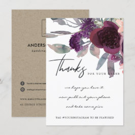 パープルピーチマルサラフローラビジネス企業のロゴ サンキューカード