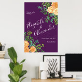 パープルピーチ結婚のフローラバラ ポスター (ホームオフィス)