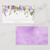 パープルピーニーズウォーターカラーフローラフラット プレイスカード (正面/裏面)