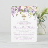 パープルピーニーズガール《キリスト教》洗礼式や命名式招待状 招待状 (スタンド正面)