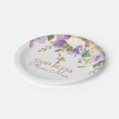 パープルピーニーバプテスマパーソナライズされた紙プレート ペーパープレート (アングル)