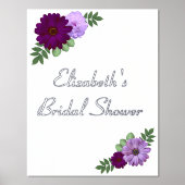 パープルピーニーフローラブライダルシャワー 箔ポスター (正面)