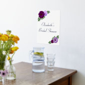 パープルピーニーフローラブライダルシャワー 箔ポスター (レイダウン (キッチン))