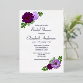 パープルピーニーフローラブライダルシャワー 箔招待状 (立ち正面)
