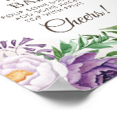 パープルピーニーフローラベビーシャワーモモモモザバー ポスター (角)