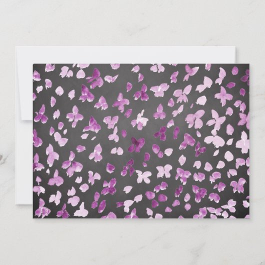 パープルピーニーフローラベビーシャワー招待状 招待状 (裏面)