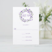 パープルピーニーフローラリースウェディングRSVP 出欠カード (スタンド正面)