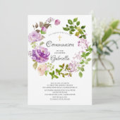 パープルピーニーフローラリースコミューニオン招待状 招待状 (スタンド正面)