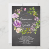 パープルピーニーフローラリースコミューニオン招待状 招待状 (正面)