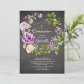 パープルピーニーフローラリースコミューニオン招待状 招待状 (スタンド正面)