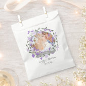 パープルピーニーフローラ結婚リース フェイバーバッグ (クリップ留めされた状態)