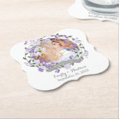 パープルピーニーフローラ結婚リース ペーパーコースター (アングル)