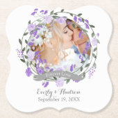 パープルピーニーフローラ結婚リース ペーパーコースター (正面)