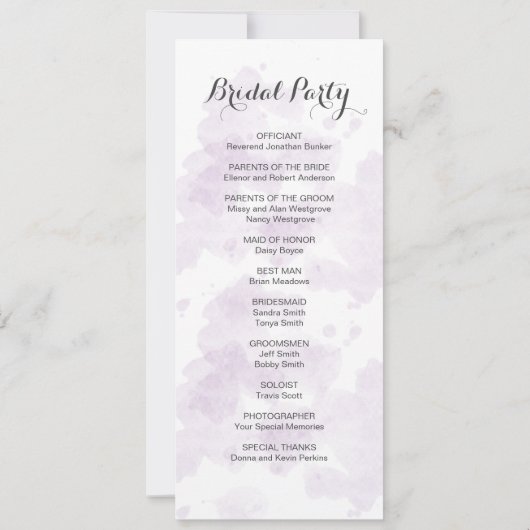 パープルピーニーフローラ結婚式 プログラム (裏面)