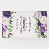 パープルピーニーフローラ誕生日へようこそ 横断幕 (横)