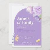 パープルピーニーロマンス結婚式招待状 招待状 (正面)