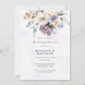 パープルピーニーワイルドフラワーズウェディングシャワー招待状 (正面)