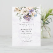 パープルピーニーワイルドフラワーズウェディングシャワー招待状 (スタンド正面)