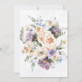 パープルピーニーワイルドフラワー素朴婚約パーティ 招待状 (裏面)