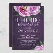 パープルピーニー私はbbqのリハ結婚ーサルディナーをする 招待状 (正面/裏面)