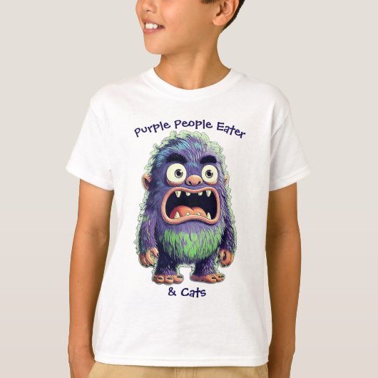 パープルピープルイーターと猫 Tシャツ (正面)