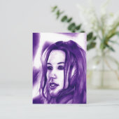 パープルピープルウーマンポートレートオリジナルアート ポストカード (スタンド正面)