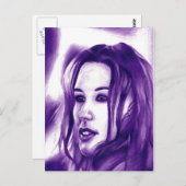 パープルピープルウーマンポートレートオリジナルアート ポストカード (正面/裏面)