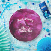 パープルピ結婚ーニーのお祝いフローラ ペーパープレート (パーティー)