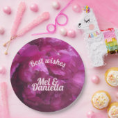 パープルピ結婚ーニーのお祝いフローラ ペーパープレート (パーティー)