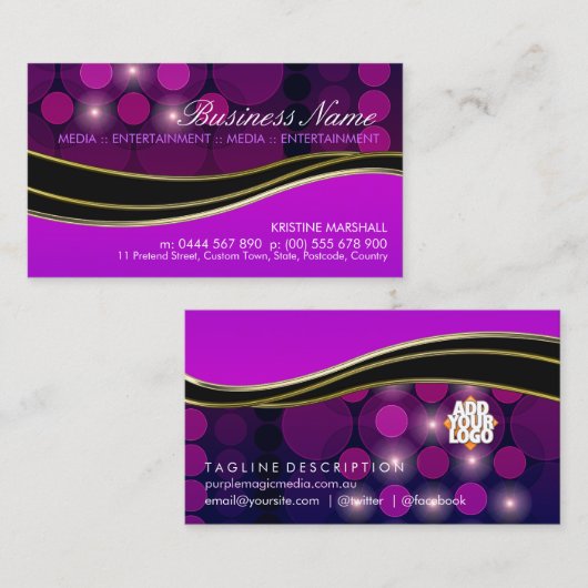 パープルファッションミュージックメ芸術的ディアの名刺 名刺 (正面/裏面)