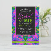 パープルファンキーピンクブラックライトヴィーブブライダルシャワー 招待状 (スタンド正面)