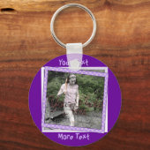 パープルファンキー水玉模様フレームキーチェーン キーホルダー (正面)