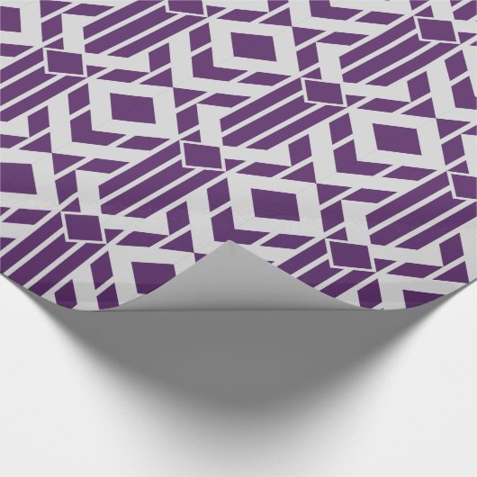 パープルファンシーとグレーのストライプとダイヤモンドのギフトラップ ラッピングペーパー (角)