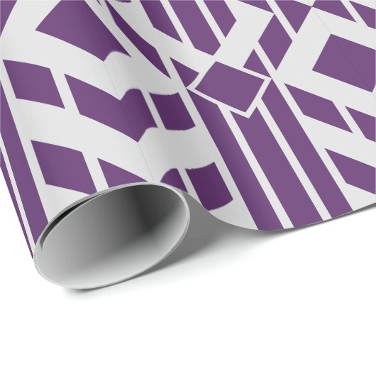 パープルファンシーとグレーのストライプとダイヤモンドのギフトラップ ラッピングペーパー (ロールコーナー)