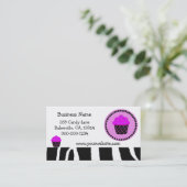 パープルファンシーカップケーキデザイン 名刺 (スタンド正面)