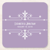 パープルファンシー装飾用紙コースター スクエアペーパーコースター (正面)