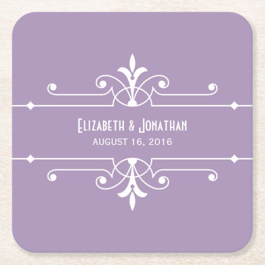 パープルファンシー装飾用紙コースター スクエアペーパーコースター (正面)