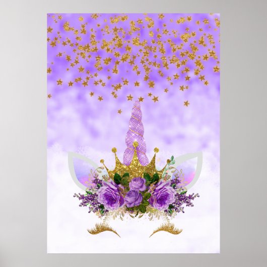 パープルファンタジーとゴールデンスターズユニコーン ポスター (正面)