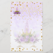 パープルファンタジーとゴールデンスターズユニコーン 便箋 (正面)